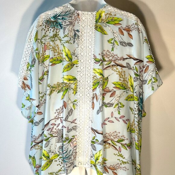C Est. 1946 SZL Pastel Blue Vintage Inspired kimono Cottage Boho Cover Up Beach - Picture 5 of 9